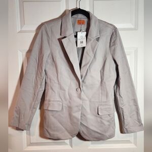 NWT Mary Crafts Light Gray Single Button Blazer Jacket Size 12